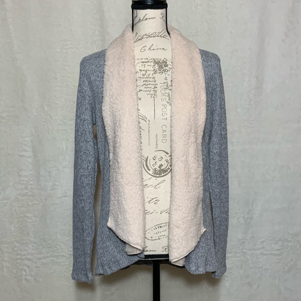 Maurices Shearling Collar Open Front Cardigan